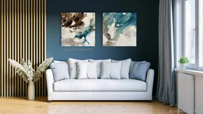 Интерьерная картина на холсте на стену/постер/ арт золотые листья  абстракция с синим 60х80 - купить по низкой цене в интернет-магазине OZON  (296862979)