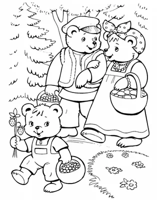 Иллюстрация Маша и три медведя в стиле детский, книжная графика |