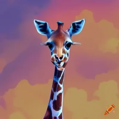 5000 x 5000 px image of a baby giraffe animated vibrant colored cartoon  like highly detailed cinnamatic on Craiyon