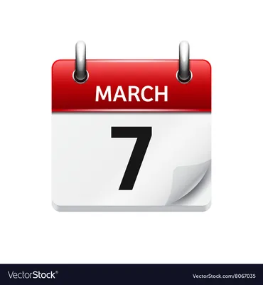 March 7 flat daily calendar icon date Royalty Free Vector