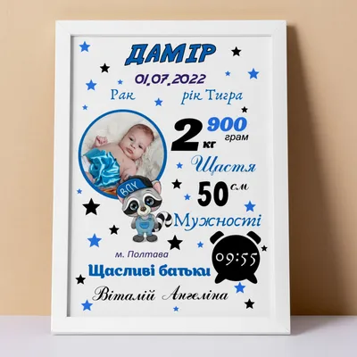 Метрика для мальчика на День рождения - купить в Москве | SharFun.ru