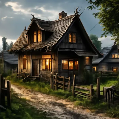 Картина \"Дом в деревне\" - Советская живопись купить в Москве | rus-gal.ru