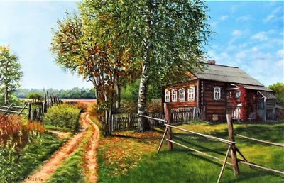 Картина маслом \"Домик в деревне зимой\" 50x60 AR200406 купить в Москве