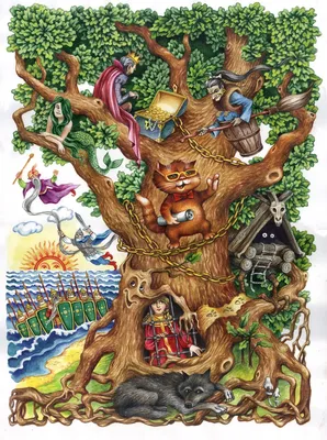 Картинка к сказке у лукоморья дуб зеленый