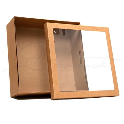 Коробка крафт с окном 12*20*4 см с бесплатной доставкой по Москве