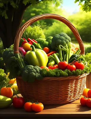 Бесплатно фото красивая корзина с овощами и фруктами | Премиум Фото