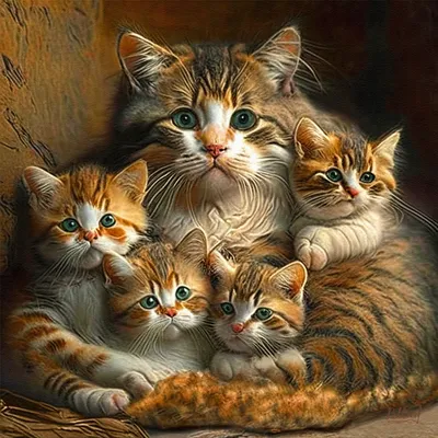 Картинка кошка с котятами