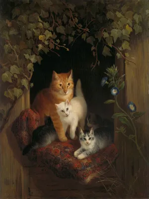 Рисунок кошка с котятами - 78 фото