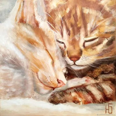 Пазл кошка с котятами - разгадать онлайн из раздела \"Картины\" бесплатно