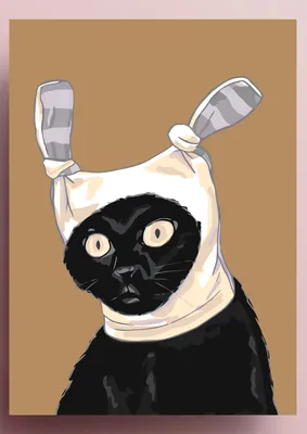 Картина по номерам \" Кот в шапке зайчика / Cat \" холст на подрамнике 40 *  50 - купить с доставкой по выгодным ценам в интернет-магазине OZON  (643921922)