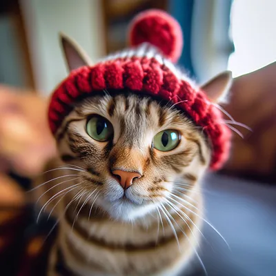 Кот в смешной шапке кота 🐱» — создано в Шедевруме