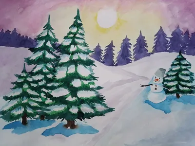 Красота зимы рисунок для детей - 54 фото
