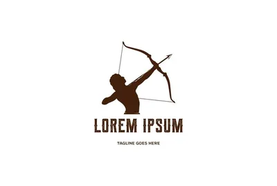 Человек мужчины геркулес геракл лук длинный лук стрелка мышечный миф  греческий лучник воин силуэт дизайн логотипа вектор | Премиум векторы