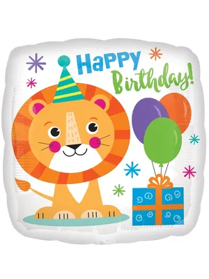 Воздушный шар фольгированный Anagram квадратный, Милый львёнок, С Днем  рождения, 43 см - купить в интернет-магазине OZON с доставкой по России  (178240013)