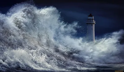 Маяк на море в бурю - красивые фото