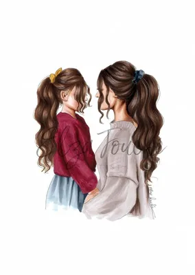 Рисунок Мама и дочь ( электронный рисунок) №350345 - «Моя мама лучше всех!»  (10.11.2022 - 19:18)
