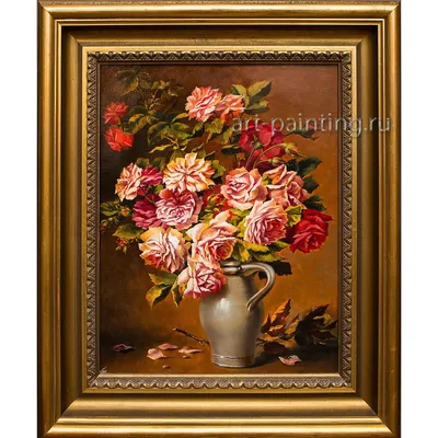 Картина маслом \"Розы в вазе\" Якущенко