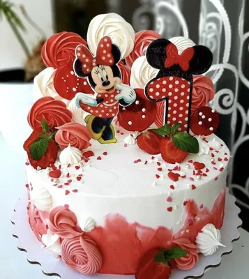 Торт на годик. Мини маус | Minnie mouse birthday cakes, Mickey mouse cake,  Baby birthday cakes