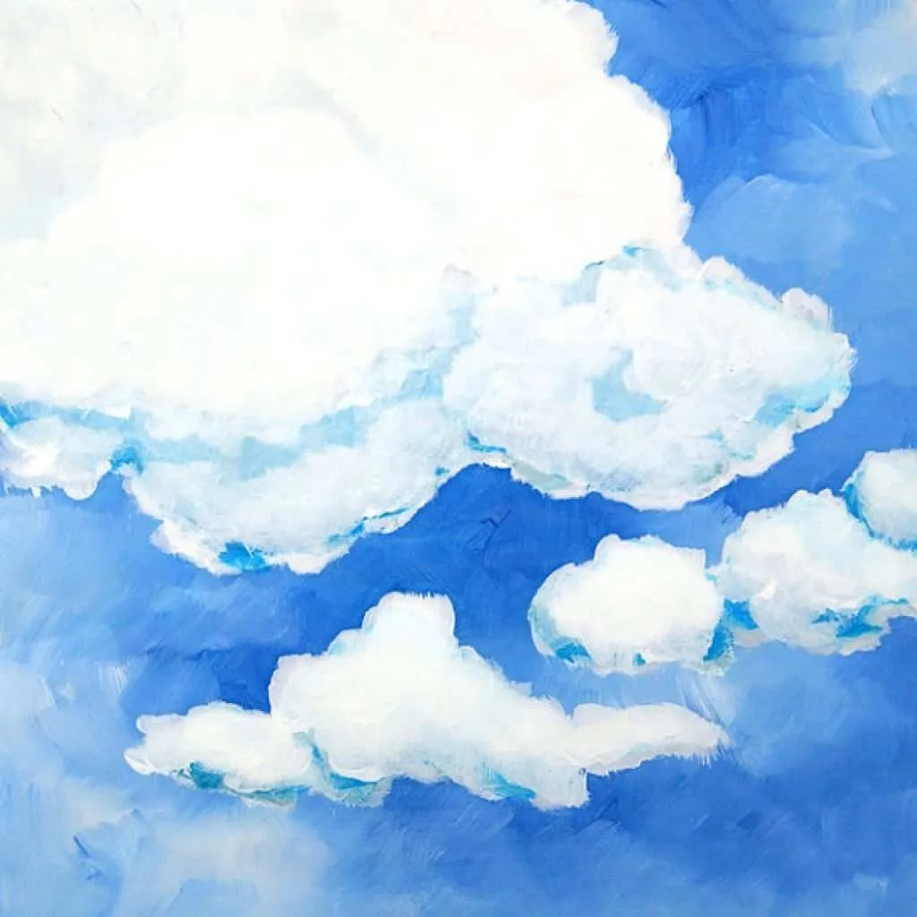Картинки нарисованное небо. Облака гуашью. Облака рисунок. Облака красками. Небо красками.