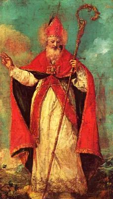 Николай Чудотворец, с житием, икона печатная на деревянной доске