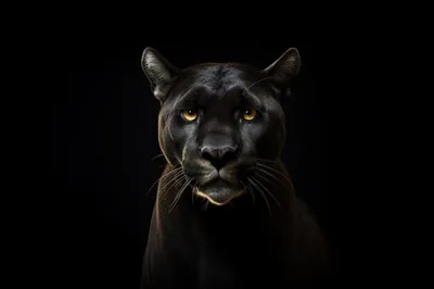Черная пантера крупным планом на черном фоне | Премиум Фото