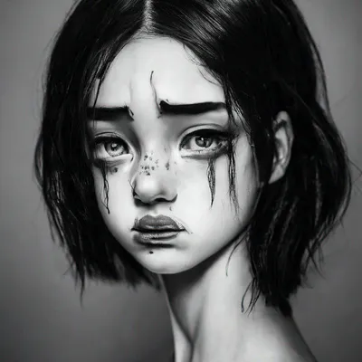 Иллюстрация Плачущая девушка в стиле 2d | Illustrators.ru