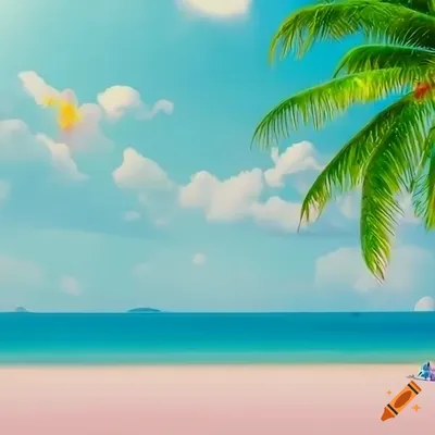 Пальма над побережье моря и пляж с песком - обои на телефон