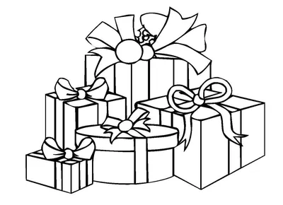 1879 Подарков, рождественские подарки, черно-белый линейный рисунок, изолят  на белом фоне Иллюстрация вектора - иллюстрации насчитывающей контейнер,  чертеж: 199151110