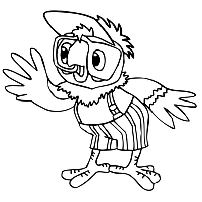 Попугай Кеша — раскраска для детей. Распечатать бесплатно.
