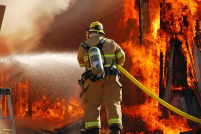 Профессиональный Пожарный Быстро Тушит Лесной Пожар С Помощью Пожарного  Шланга Пожарный Спасает Дикую Природу От Неконтролируемого Лесн — стоковые  фотографии и другие картинки Аварии и катастрофы - iStock