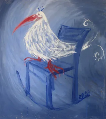 Картина \"Птица счастья\" на натуральном хлопковом холсте, на подрамнике, в  подарок для интерьера
