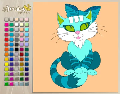Раскраски Раскраска Кошка с бабочкоц кошка, скачать распечатать раскраски.