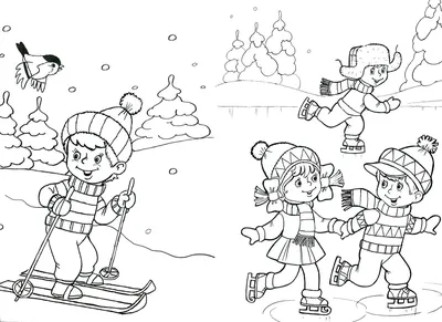 раскраска для детей зимы с двумя собаками и снеговиком на зимней сцене,  зимняя картинка раскрасить, зима, снег фон картинки и Фото для бесплатной  загрузки