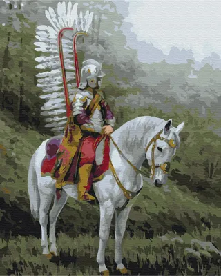 Фото Рыцарь в железных доспехах и с копьем сидит на коне, тоже одетом в  доспехи