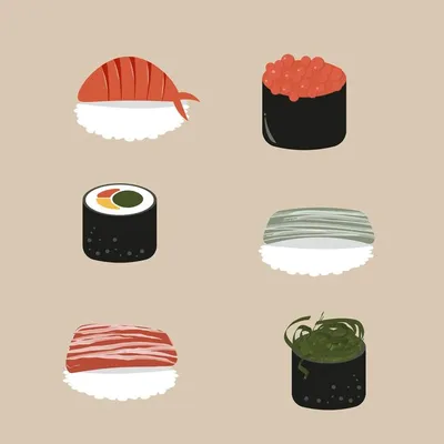large tray of assorted sushi rolls Stock Illustration | Adobe Stock