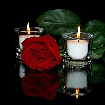 Картинка светлая и вечная память со свечой и розами