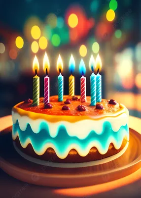 торт ко дню рождения со свечами Ai цифровое произведение искусства Фон Обои  Изображение для бесплатной загрузки - Pngtree