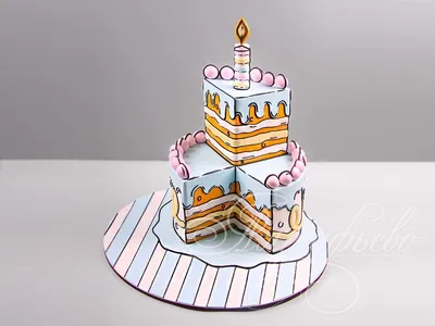 Торт со свечкой в стиле Cartoon cake 26035823 стоимостью 16 900 рублей -  торты на заказ ПРЕМИУМ-класса от КП «Алтуфьево»