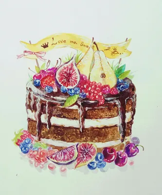 Сладость, торт, акварель, иллюстрация, рисунок, скетч Illustration,  delicious, cake | Душевые торты, Торт, Вкусняшки
