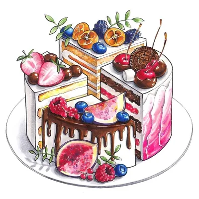 Рисунок мультяшного торта - 65 фото