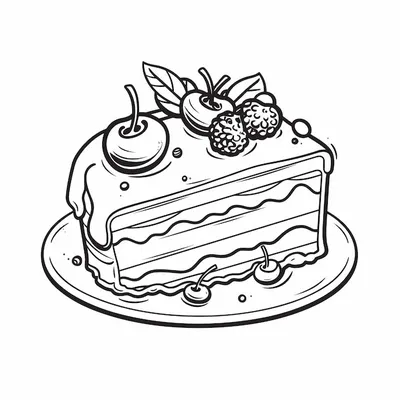 Рисунки для срисовки кусок торта - 30 фото