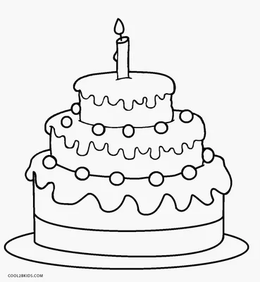 Черно-белый рисунок торта нарисованная рукой иллюстрация контура  праздничного торта | Премиум векторы