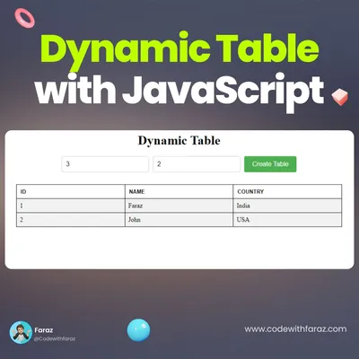 Create Dynamic HTML Table Using HTML, CSS and JavaScript