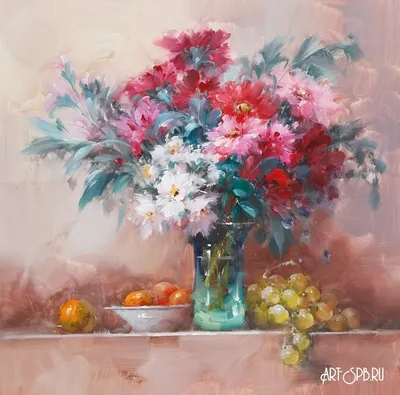 Красивая хрустальная ваза с фруктами…» — создано в Шедевруме