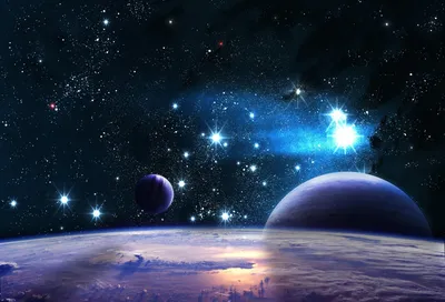 Глубокий Космос Вселенная Планетами Яркими Звездами Влияние Гало Света  Темный Векторное изображение ©irdevv 393744198