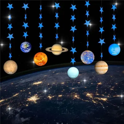 Купить Творческий Восемь Планет Вселенной Конфетти С Днем Рождения Баннер  Восемь Планет Гирлянды Висит Флаг | Joom