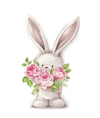 Bunny with flowers. Зайчик с цветами. PNG. | Самые милые животные, Цветы,  Обои