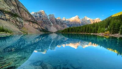 Photo Banff Canada Moraine lake Nature Mountains Lake Parks 1366x768