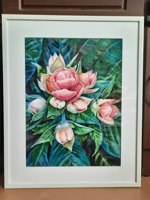 Pink Flowers Original Watercolor Painting Floral Still Life Framed 16х12  inches | eBay