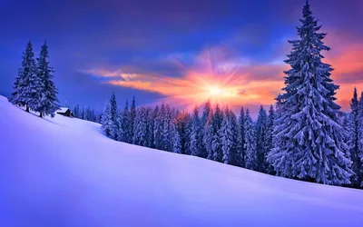 Скачать 1920x1080 горы, ночь, зима, снег, пейзаж, франция обои, картинки  full hd, hdtv, fhd, 1080p